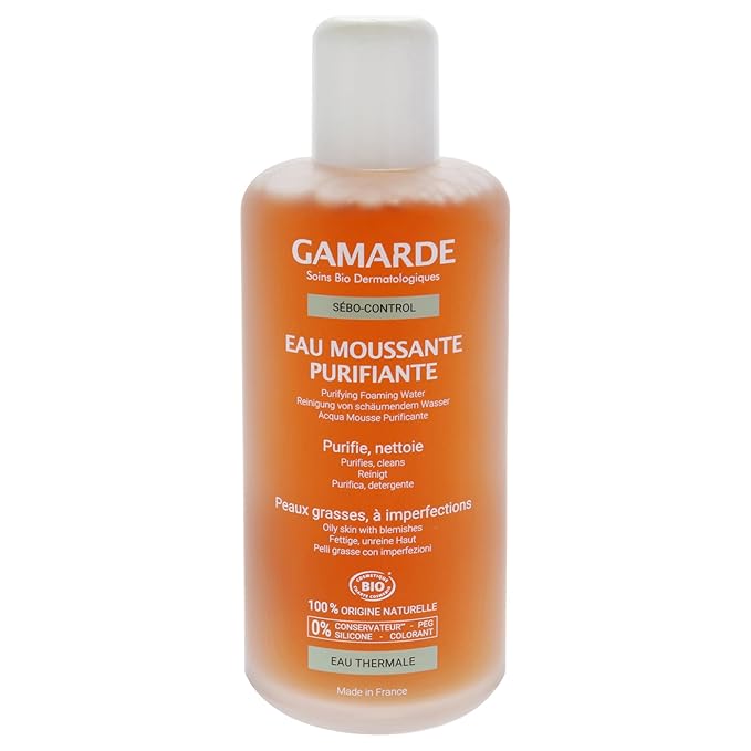 Gamarde Purifying Foaming Water - Facial Cleanser with Blueberry Extract and Geranium Essential Oil - Ideal for Blemish Prone Skin - 6.76 oz