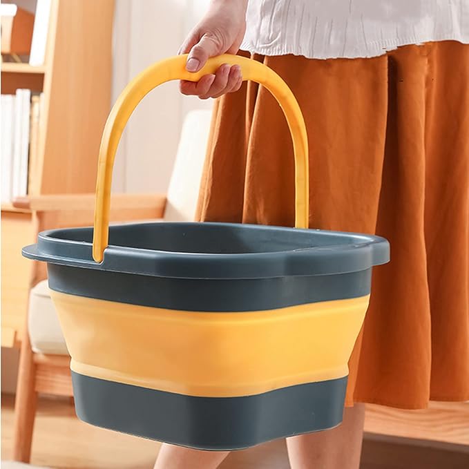 Collapsible Foot Bath Basin Tub for Soaking Feet, Plastic Foldable Foot Spa Bucket Tools with Handle and Massager Acupoint for Camping Travel