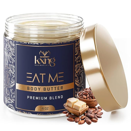 KXNG Cosmetics, Body Butter, Organic Skin Care for Men and Women, Body Moisturizer Lotions and Creams, Raw Shea Butter, Cocoa Butter, Mango, Coconut Oil, Hand, Foot, All Skin Types (Eat Me 2)