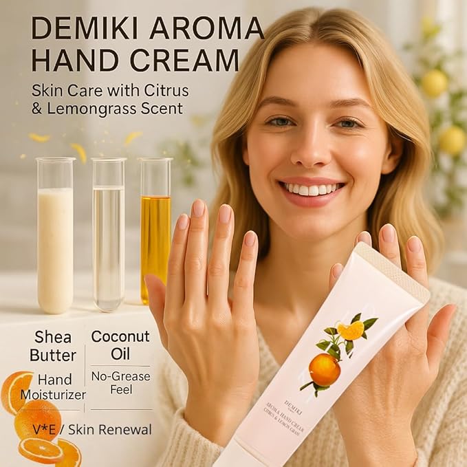 DEMIKI Shea Butter Hand Cream for Dry Cracked Hands,Japanese Skin Care Hand Lotion with Shea Butter, Coconut Oil, Hand Cream for Women,Travel Essentials,Travel Size 2pcs/50gx2/1.7fl.ozx2