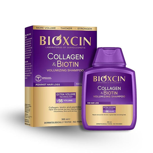 BIOXCIN Collagen Biotin Volumizing Shampoo for Thin and Weak Hair, Extra Volume Strength Sulfate-Free, 300 ml