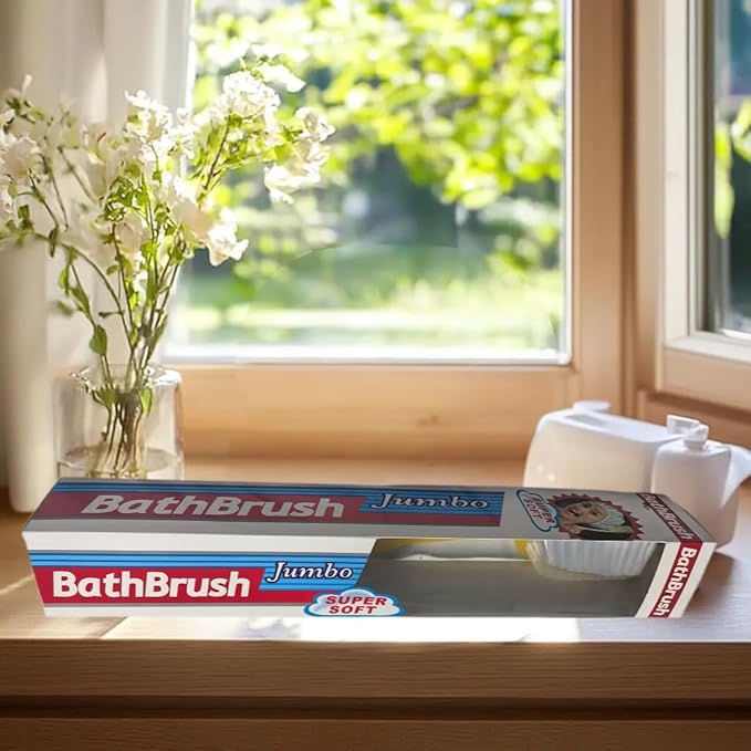 2pcs Bath Brush with Bristles Cute Innovative Toothbrush Like Design, Long Handle Shower Brush for Exfoliating Back, Body, and Feet, Bath and Shower Scrubber