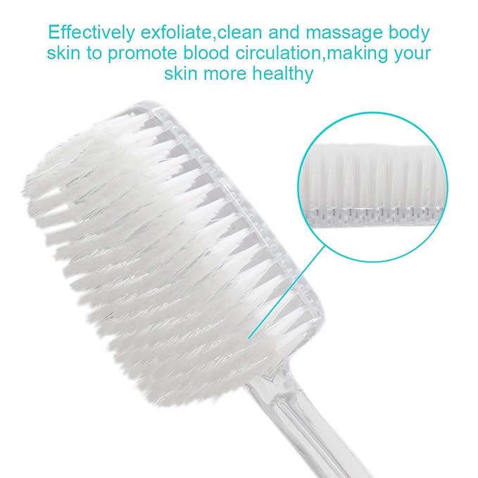 Bath Body Back Shower Brush with Curved Long Handle for Exfoliating Skin Improve Blood Circulation, Clear Back Scrubber Bath Wet or Dry Brushing Body Brush for Shower Women Men