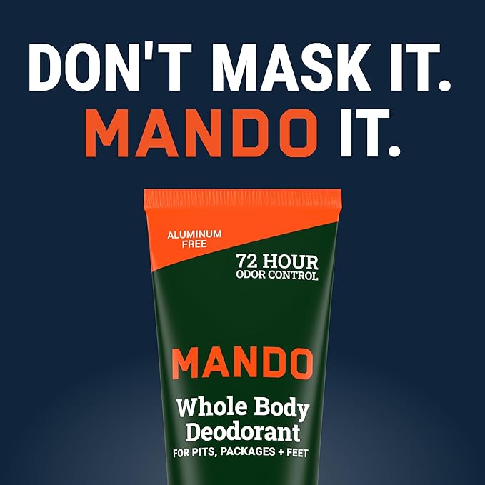 Mando Whole Body Deodorant For Men - Invisible Cream - 72 Hour Odor Control - Aluminum Free, Baking Soda Free, Skin Safe - 3 Ounce Tube (Pack of 2) - Clover Woods