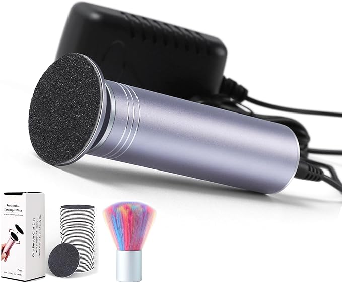 Upgraded Electric Callus Remover for Feet 1200RPM, Adjustable Speed Professional Electric Foot File Sander Pedicure Tools with 60pcs Sandpaper Discs Dead Skin Remover, with Clean Brush (FCR-02 Gray)
