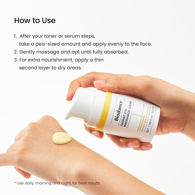 BIODANCE Radiant Vita Niacinamide Cream, Brightening, Dark Spot Correcting Facial Moisturizer, Korean Skincare, Stocking stuffers for teen girls | 1.69 fl.oz, 50ml