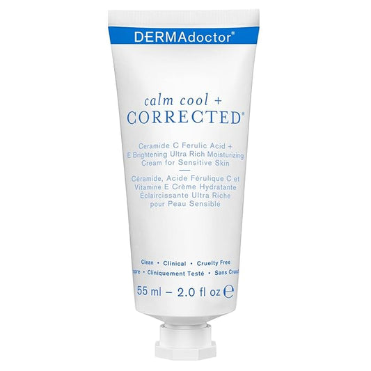 DERMAdoctor Ceramide Serum Skin Barrier Cream, Dermatologist Formulated Vitamin C Face Cream with Ferulic Acid + Vitamin E Oil; Ceramide Moisturizer Skin Barrier Repair for Sensitive Skin - 2.0 oz