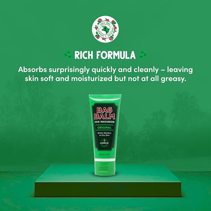 Bag Balm Vermont's Original Hand Moisturizer, Hand Balm for Dry Skin, Cracked Hands, Heels & Dry Hands Treatment, For Dogs and More Ointment, Dry Skin Lotion (2oz Tube (Pack of 2))