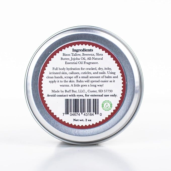 BUFF BAR Pure Bison Tallow Balm, Apple Moonshine - Scents of Apple, Cinnamon, & Orange - All Purpose, Body Butter, Hydrating, Naturally Derived, Replaces Lotion - For Dry, Itchy Skin