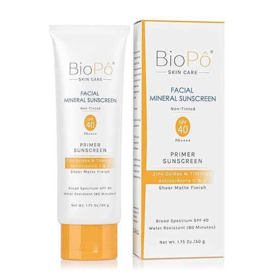 Facial Mineral Sunscreen SPF 40, Non-Tinted, Zinc Oxide & Titanium Dioxide, Lightweight Matte Face Sunscreen for All Skin Types, Oil-Free, 1.75 oz