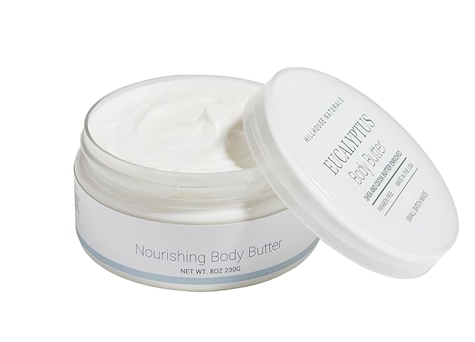 Hillhouse Naturals Body Butter – Ultra-Moisturizing, Renewing, Smoothing Scented Body Cream - Deep Hydration For Dry Skin Repair - Made With Natural Ingredients – 8oz (Eucalyptus)