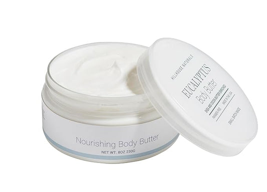 Hillhouse Naturals Body Butter – Ultra-Moisturizing, Renewing, Smoothing Scented Body Cream - Deep Hydration For Dry Skin Repair - Made With Natural Ingredients – 8oz (Eucalyptus)
