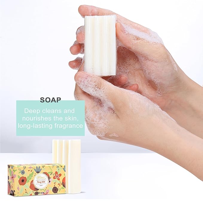 4PC Rose Water Lotion Gift Set: Hand & Foot Cream, Soap, Scented Candle - Body Care for All Skin Types Skin Care Gift Set for Women, Mothers Day Gifts for Mom Gifts, Birthday Christmas Gifts for Women