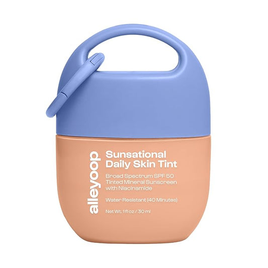 Alleyoop Sunsational Tinted Moisturizer SPF 50 for Face Broad Spectrum – 100% Mineral Face Sunscreen with Jojoba, Hydrating & Soothing Tinted Sunscreen, Vegan & Cruelty-Free (Glisten)