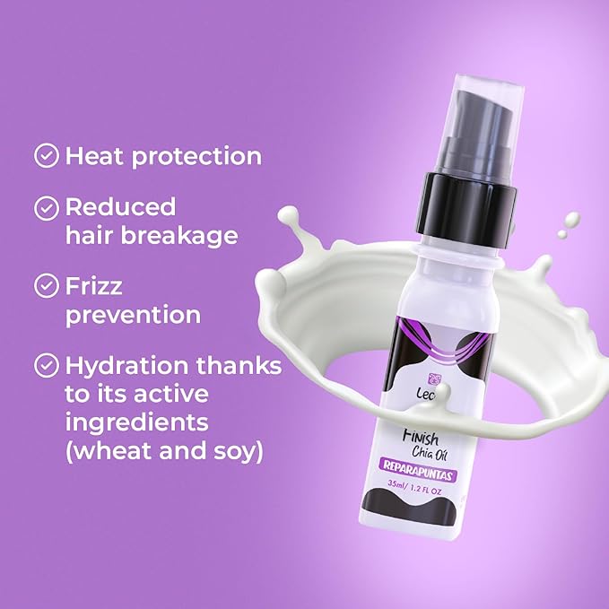 Leche Pal Pelo Chia Oil Split End Repair Treatment - Frizz Control, Non-Greasy Formula with Omega 3, Abyssinia, and Pro-V B-5 (1.2 fl.oz.)