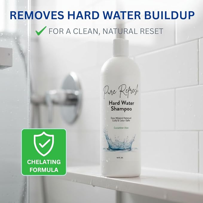 Pure Refresh Hard Water Shampoo – Deep Cleansing Hair Treatment for Well Water, Gently Removes Mineral Buildup, Clarifying & Color-Safe, Made in USA (16oz)