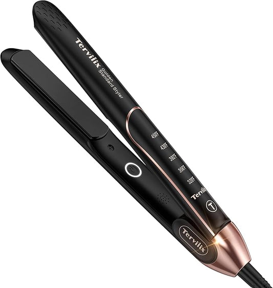 Terviiix Non-Snagging Ceramic Flat Iron Hair Straightener 1 inch, Plancha De Cabello,3X Less Damage Hair Straightener and Curler, 15s Fast Heating, 5 Adjustable Heats, Max 450°F