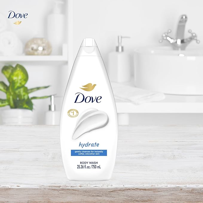 Dove Body Wash, Hydrate, Value-Size 4-Pack – Moisturizing Cleanser for Smooth, Soft Skin, 25.36 Oz Ea