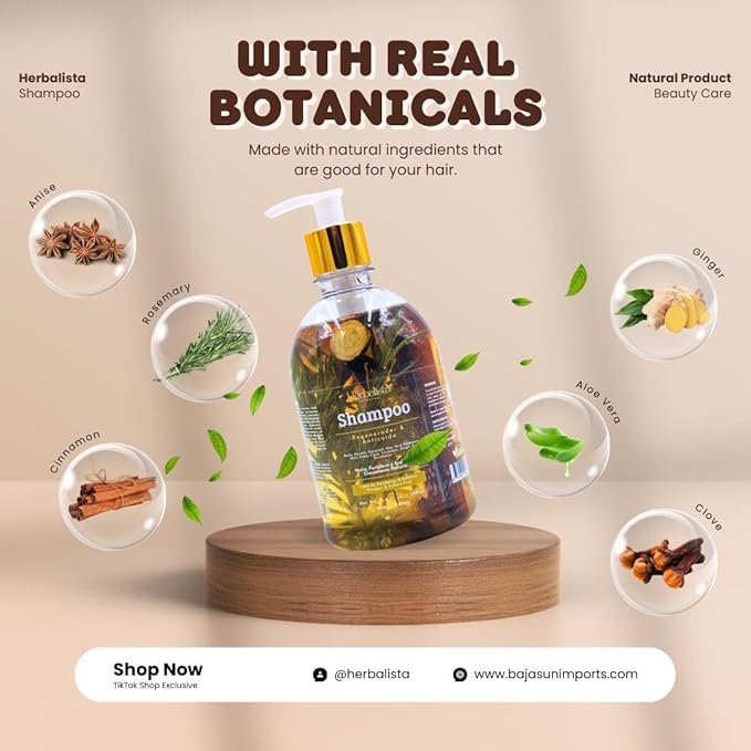 Herbalista Viral 3 Pack Herbal Hair Care Bundle – Shampoo & Conditioner 1000ml (33.8 fl oz) Each + Tonico Capilar 250ml – With Real Botanicals – 3 Piezas Shampoo & Acondicionador + Tonico Capilar.