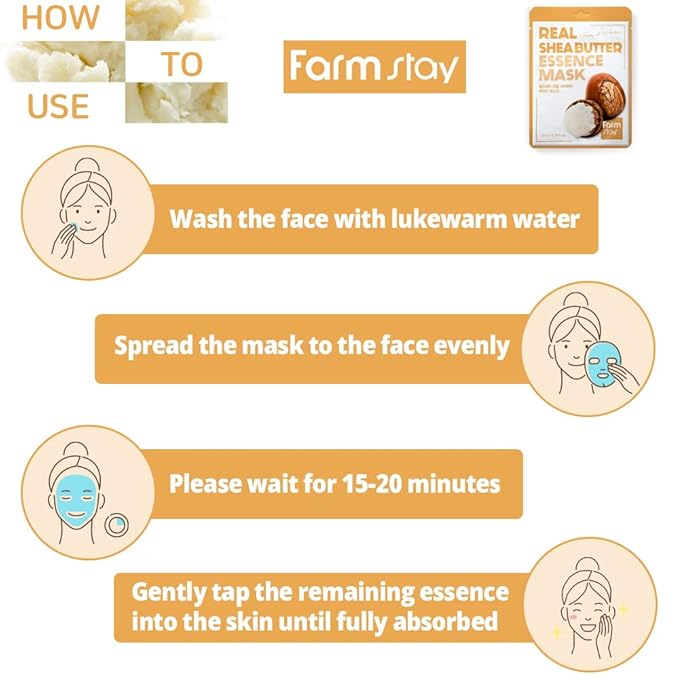 FARMSTAY] Real Essence Mask(10 Sheets) - SHEABUTTER | Korean Skin Care Mask Sheet