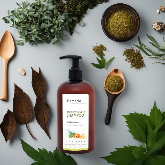 L'emarie Strengthening & Thickening Hair Growth Shampoo for Thinning Hair Biotin Infused DHT Blocker For Women and Men - Hair Loss & Healthy Growth Thicker Fuller Looking Hair (16 Fl Oz)