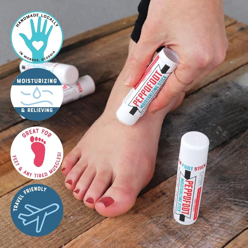 Rinse Bath & Body Peppofoot Heel Balm Stick - Handmade Foot Balm for Dry Cracked Feet with Peppermint & Tea Tree Oils | Foot Moisturizer | Travel Size | 0.65oz
