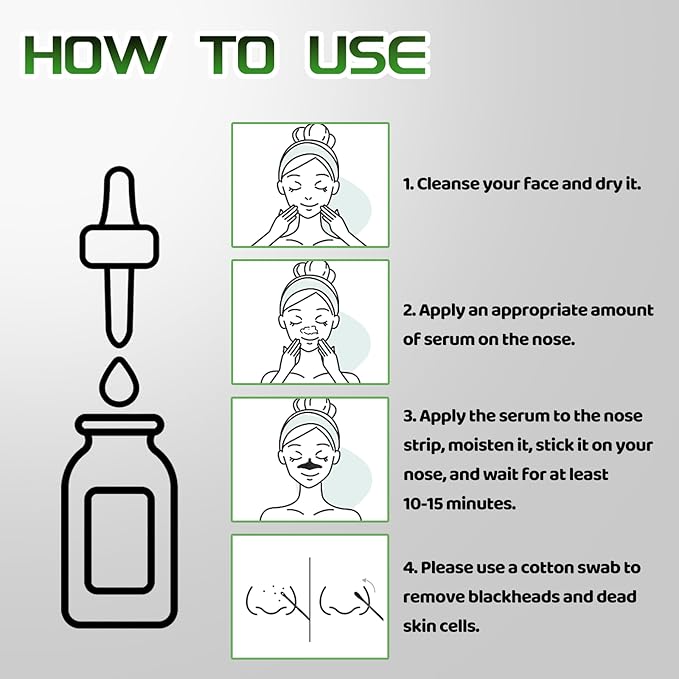 Salicylic Acid Serum, 60ml Blackhead Remover Essence and 25 Pcs Nose Pore Strips, Deep Cleansing Dirts, Pores, Skin Oil, Purifying Peeling, Black White Head Acne Removal for All Skin Type