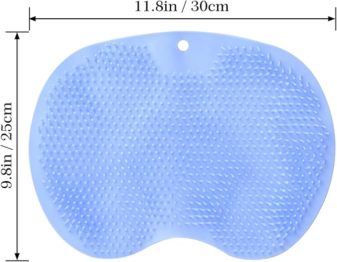 Silicone Foot Scrubber in Shower, Back Washer Exfoliating Bath Wash Pad Wall Mounted, Foot & Body Brushes for Men and Women(Blue)