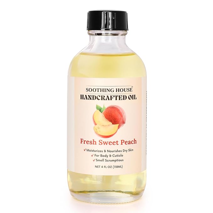 Fresh Sweet Peach Body Oil - Moisturizing Sweet Body Oil for Soft, Glowing Skin with Almond & Jojoba Oil (4 fl oz)