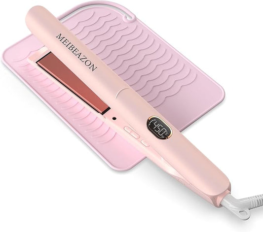 Flat Iron Hair Straightener and Curler 2 in 1, Professional 3D Floating Ceramic Plates with Dual Voltage, Negative Ion, LED Display & Auto Shut-Off for Smooth, Shiny, Frizz-Free Hair