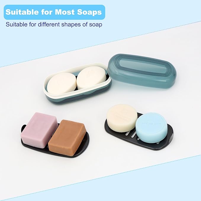 Solid Shampoo Bar Holder, Large Bar Soap Holder, Travel Soap Container, Soap Box with Draining Layer, Soap Case for Bathroom, Traveling, Gym, Camping (Blue Style-1-Large)