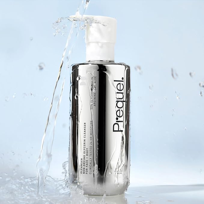 Prequel Gleanser, Moisturizing Glycerin Face Wash, Unscented Cleanser for Sensitive and Dry Skin, 6.75 fl oz Pump Bottle (Pack of 2)