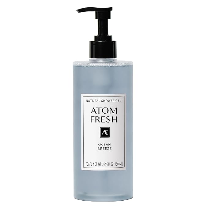 Atom Fresh Antioxidant-Rich Body Wash – Ocean Breeze | Softening Cleanse with Oat Amino Acids, Soapberry & Vitamin E | Plant-Based, Sulfate-Free (16.94 fl oz)