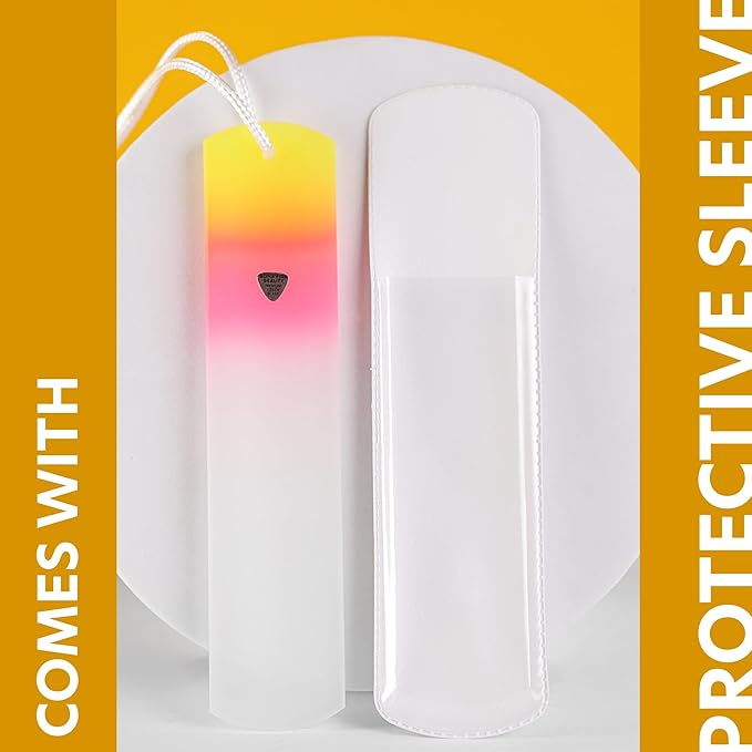 Bona Fide Beauty Czech Glass Foot File with Sleeve. Foot Callus Remover Made in The EU (Sunset Color)