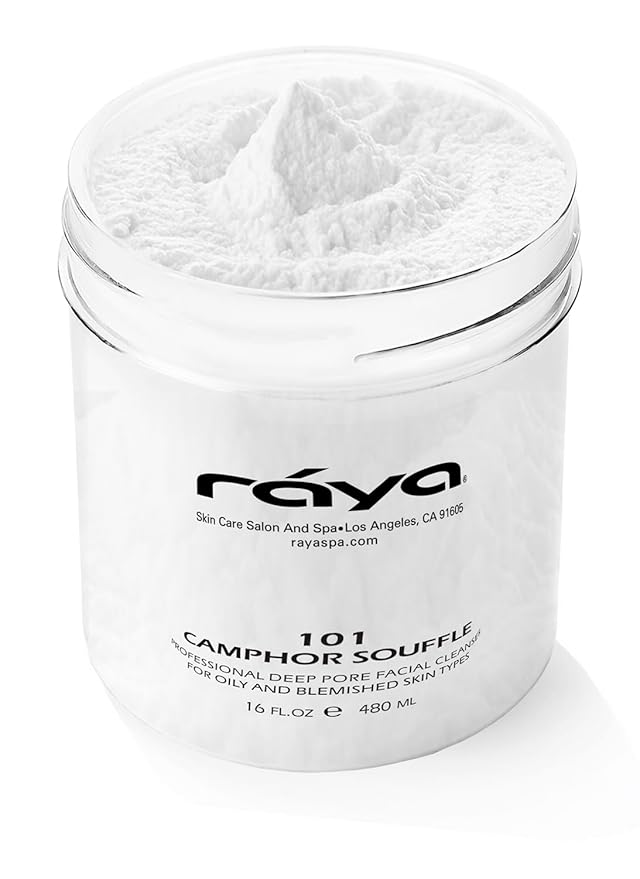 Raya Camphor Soufflé Facial Cleanser 16 oz (101) | pH Balanced Face Wash for Oily, Blemished, and Break-Out Skin | Helps Reduce White-Heads and Black-Heads and Clear Clogged Pores