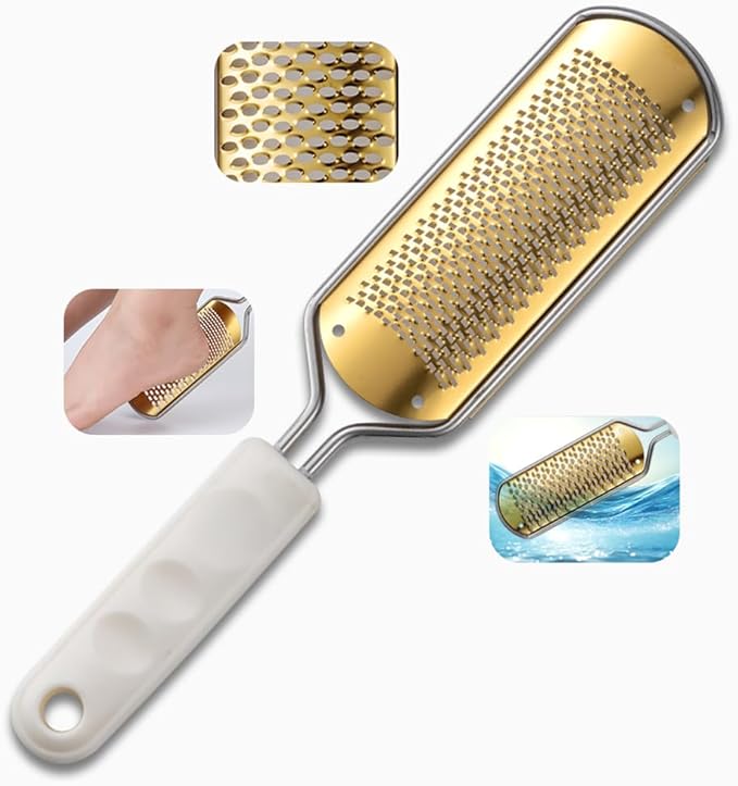 White Foot File & Callus Remover – Professional Pedicure Tool for Dead Skin Removal, Cracked Heels & Smooth Feet – Ultimate Stainless Steel Foot Scrubber for Soft, Healthy Feet (White A)
