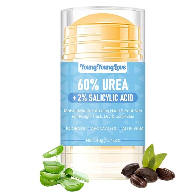 Urea Cream 60% with 2% Salicylic Acid Foot & Hand Cream Stick - Repair Balm for Cracked Hands, Elbows, Knees, Feet & Heels, Calluses and Exfoliation, Hydrates & Softens Dry Skin, 1.41 oz (1)