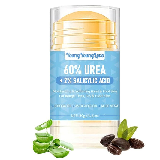 Urea Cream 60% with 2% Salicylic Acid Foot & Hand Cream Stick - Repair Balm for Cracked Hands, Elbows, Knees, Feet & Heels, Calluses and Exfoliation, Hydrates & Softens Dry Skin, 1.41 oz (1)