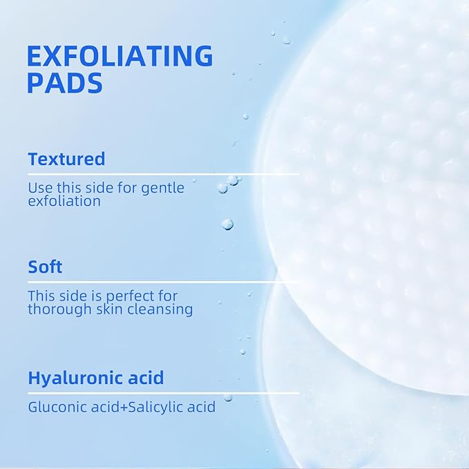 Glycolic Acid Pads, 10% Ultra Pure Glycolic Acid & 2% Salicylic Acid, Exfoliating Peel Pads for Face, Effective Chemical Peel, Keeps Skin Smooth and Prevents Wrinkles and Lines - 60 Pads
