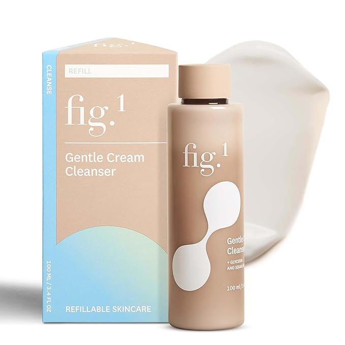 Fig.1 Hydrating Facial Cleanser Refill - Gentle Cream Face Wash for Sensitive Skin - Glycerin & Squalane - Daily Cleanser Face Wash for Women - Facewash Womens Non-Drying Formula - 3.4 oz/100 mL