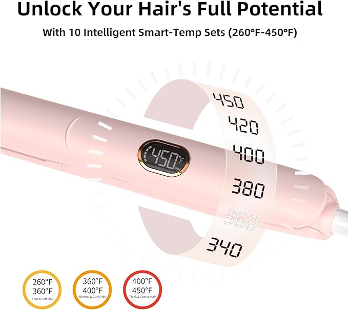 Flat Iron Hair Straightener and Curler 2 in 1, Professional 3D Floating Ceramic Plates with Dual Voltage, Negative Ion, LED Display & Auto Shut-Off for Smooth, Shiny, Frizz-Free Hair