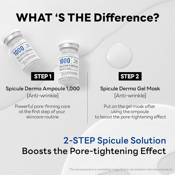 Mediheal Collagen Spicule 1000ppm Intensive Serum – Micro Needle Serum for Pore Care, Soothing & Skin Texture Improvement, 2-Step,Collagen Spicule Ampoule and Gel Mask Set,Skin Booster,10pcs