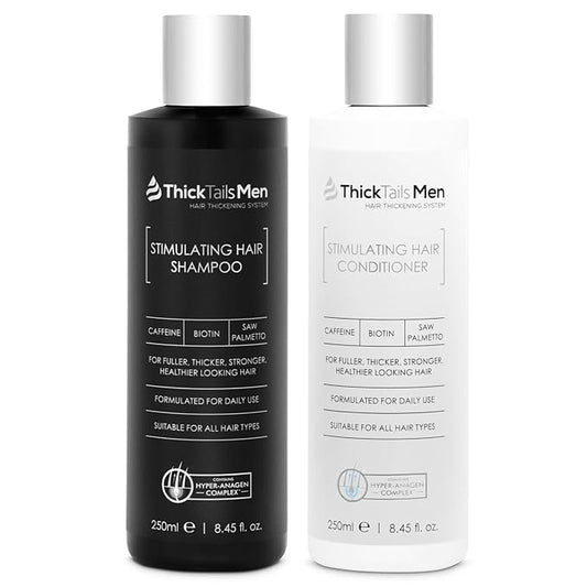 ThickTails Men's Hair Growth Shampoo & Conditioner for Thinning Hair | Caffeine, Biotin, Saw Palmetto | Dual Pack for Stronger, Fuller, Healthier Hair | Sulphate-Free, Vegan-Friendly, USA Compliant