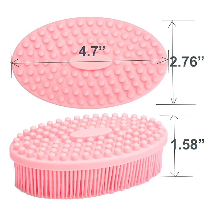 DNC Exfoliating Silicone Body Scrubber Shower Bath Body Brush Easy to Clean, Lathers Well, Eco Friendly (Pink)