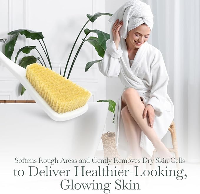 Fuller Brush Exfoliator & Scrub Body Brush - 16-inch Contoured Handle with Polyester Bristles - an All-Over Reach Including Back, Neck, Shoulders & Feet - Soft, Durable & Gentle on Your Skin