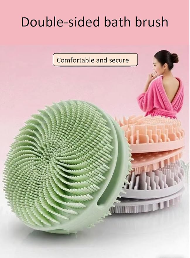 14.5inch Silicone Back Scrubber for Shower 2pcs（Blue）,Exfoliating Shower Brush,Double Sided for Exfoliating and Massage，Long Handle Back Scrubber for Men and Women. Includes 2 Hooks (Double Sided)