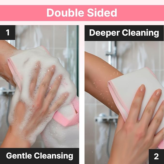 Silk Exfoliating Back Scrubber For Shower – 29.5” Double Handle Body Scrubber – Premium Spa Quality Bath Exfoliator for Men & Women, Easy to Use & Quick-Dry