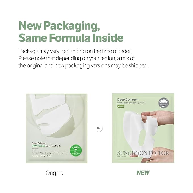 SUNGBOON EDITOR Deep Collagen CICA Tea Tree Overnight Mask | Acne Mask for Redness & Soothing | 2,160,000PPB Collagen + Tea Tree + Centella | Stocking Stuffers for Women | Korean Skincare, 4ea