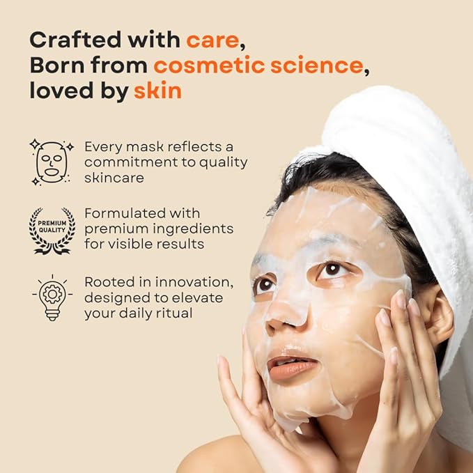 PERFECT ONE FOCUS VC Charge Smooth Mask - Vitamin-Infused Sheet Masks for Skin Care & Pores - Includes 10 Types of Vitamins, Hyaluronic Acid, Ceramides & Niacinamide - Citrus Scent, 7 Sheets