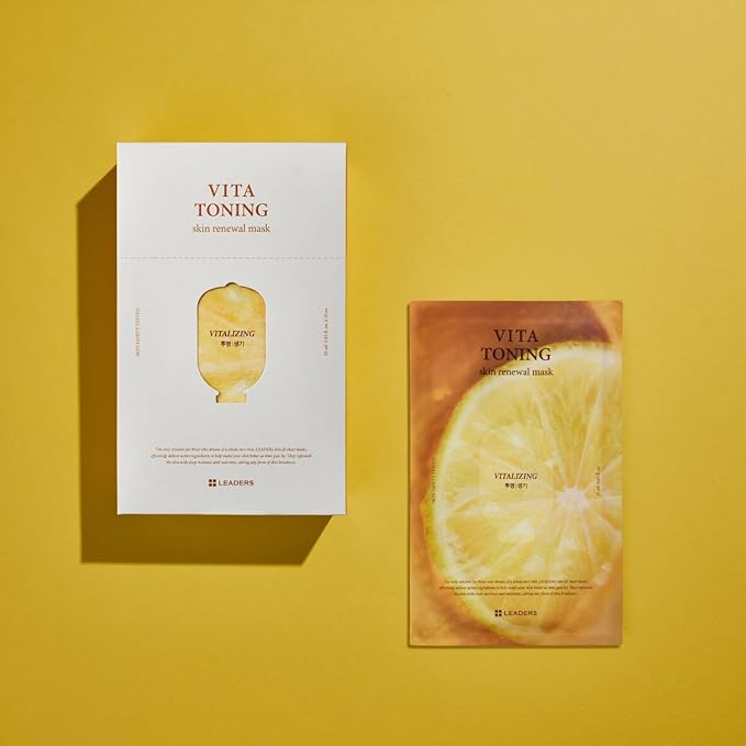 LEADERS Vita Toning Skin Renewal Mask – Nourishing & Revitalizing Sheet Mask for Healthy Skin | Soft, Breathable, & Skin Friendly Face Mask – 10 Sheets